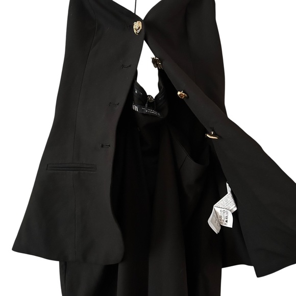 NWT ZARA TWO-PIECE FLARED JUMPSUIT BLACK STRAPLESS - Picture 14 of 16